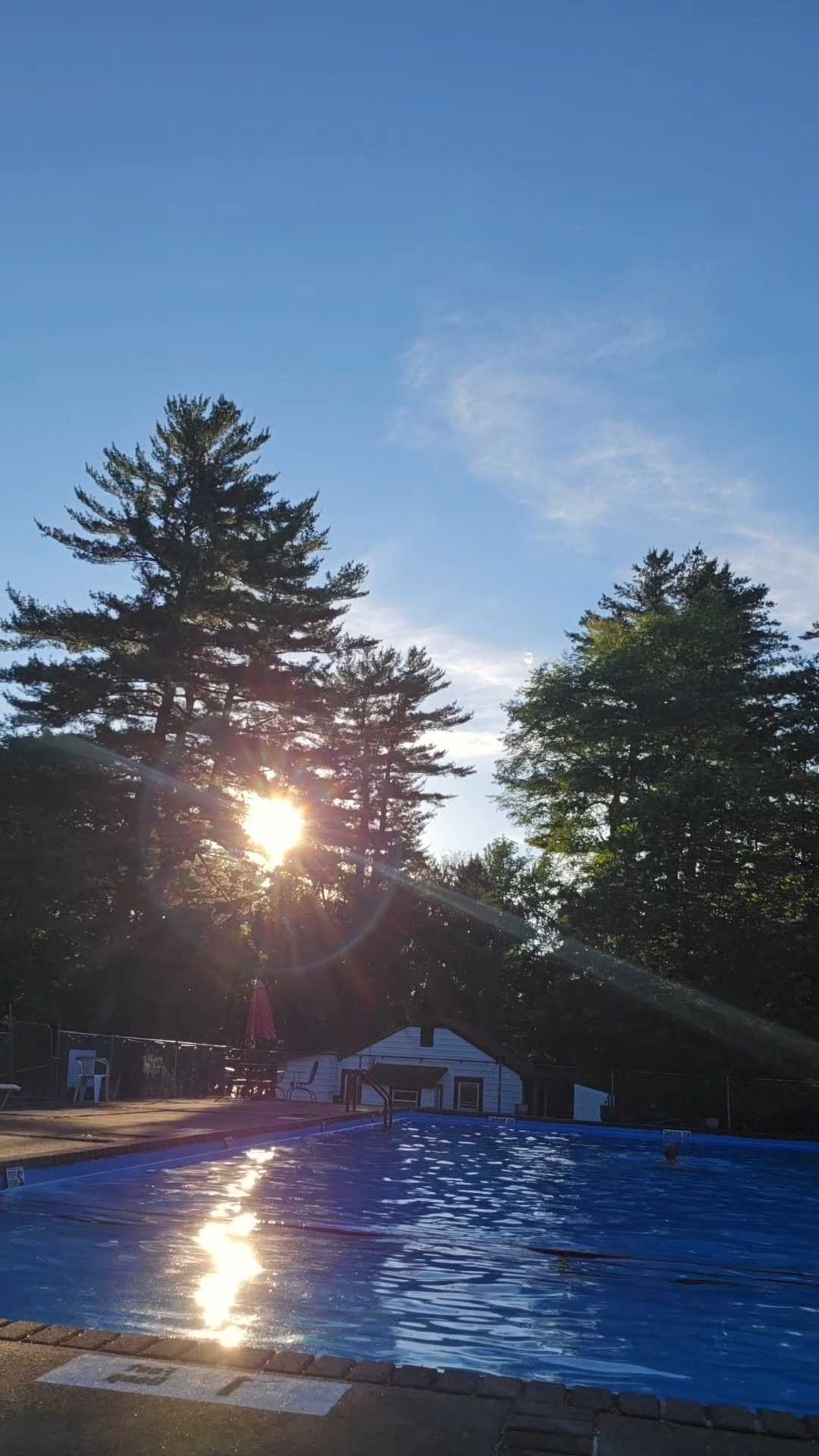 The community pool at Carefree Acres at golden hour